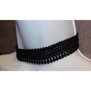 Gothic Black Choker With Gold Tone Cross Charm